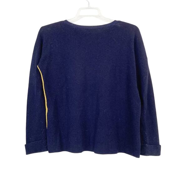 Woolovers Colorblock Yellow Navy Wool Blend Sweater Sz S - Picture 4 of 6